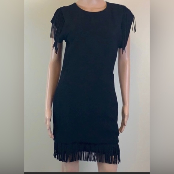 Maje black RENATA fringe dress - Picture 2 of 7